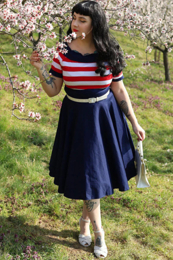 Darlene Navy And Red Nautical Swing Dress