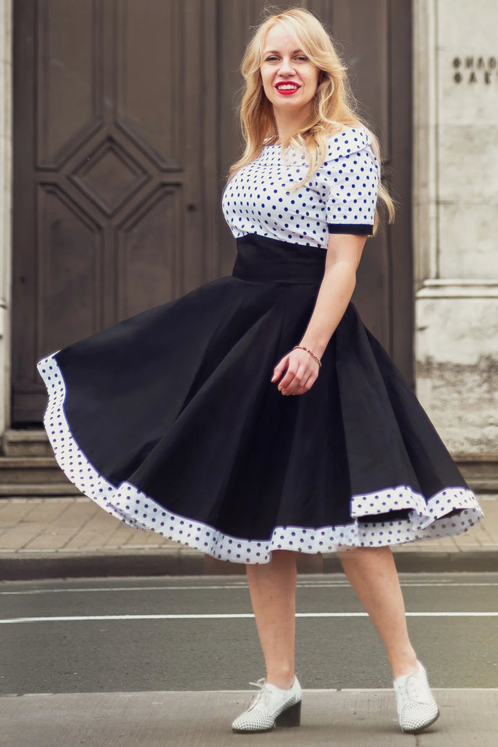 PREORDER - Darlene White and Black Polka - Estimated dispatch 30th of October