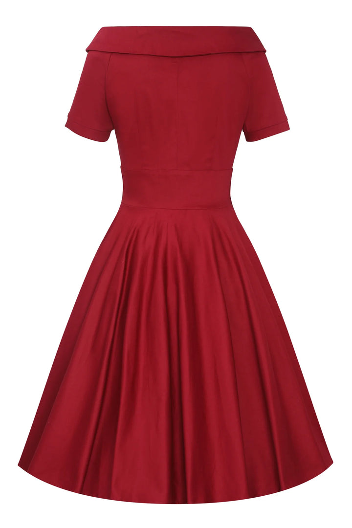 PREORDER - Darlene Stretchy Burgundy Swing Dress - Expected dispatch 3rd of June