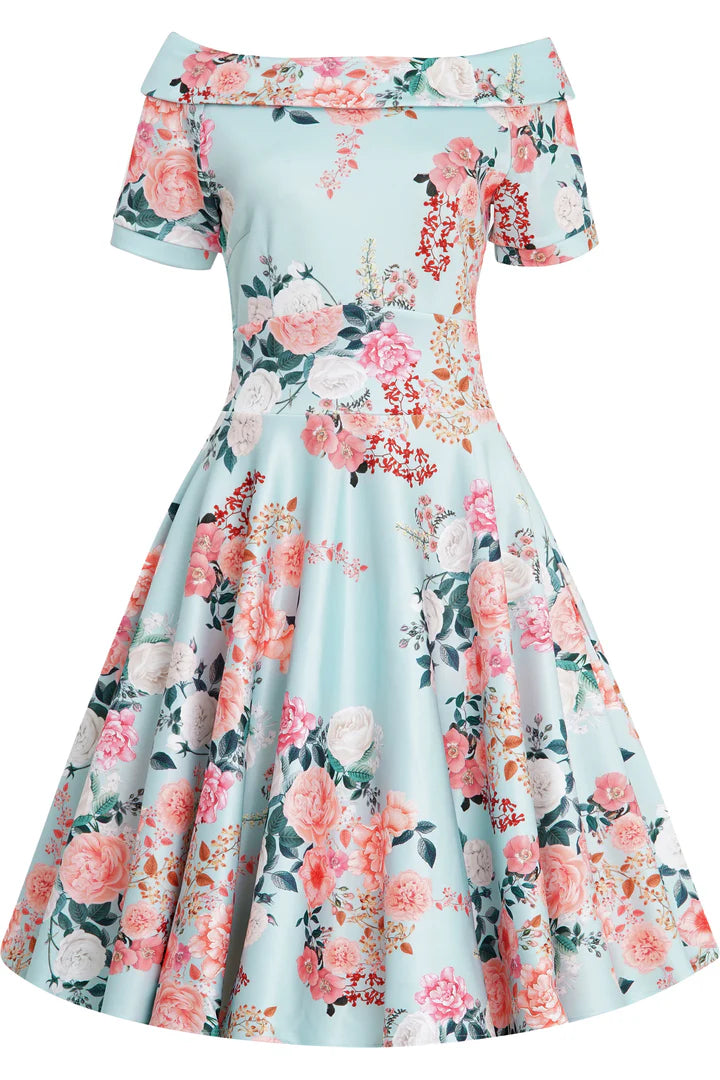 PREORDER - Darlene Mint Floral Swing Dress - Expected dispatch 7th of May