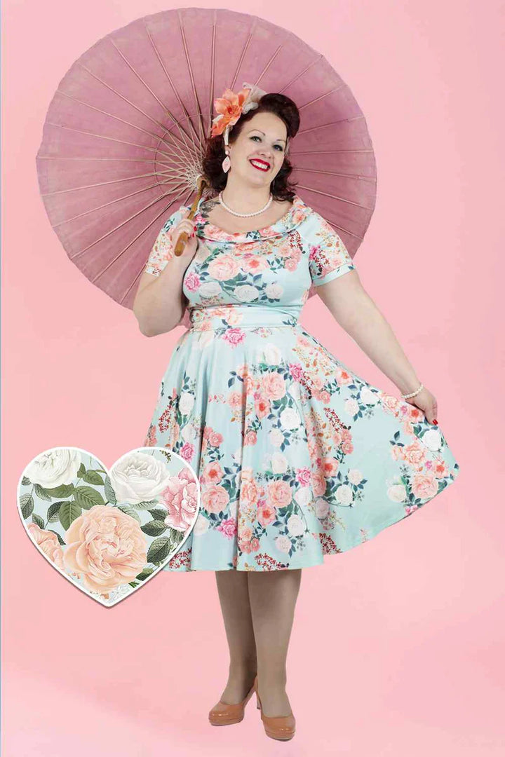 PREORDER - Darlene Mint Floral Swing Dress - Expected dispatch 7th of May