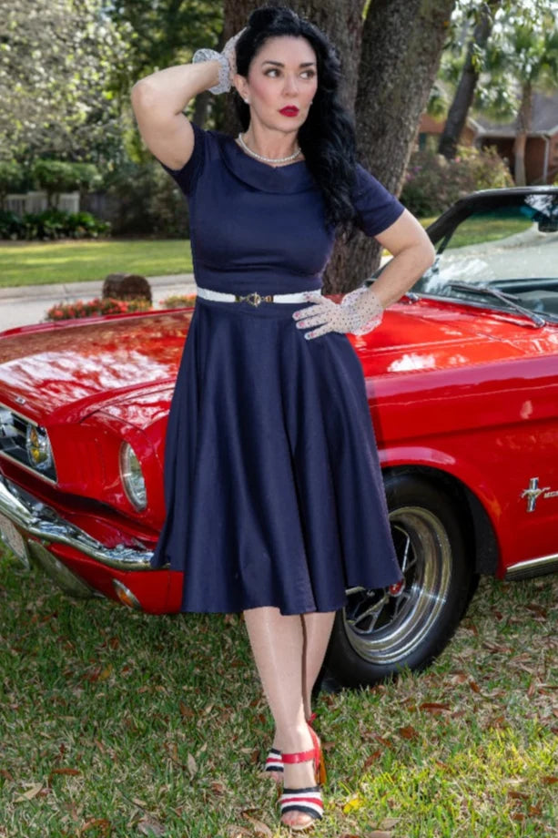 PREORDER - Darlene Navy Swing Dress - Expected dispatch 5th of November