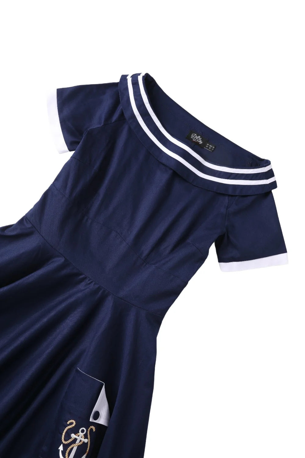PREORDER - Darlene Navy Embroidered Anchor Dress - Expected dispatch 2nd of June
