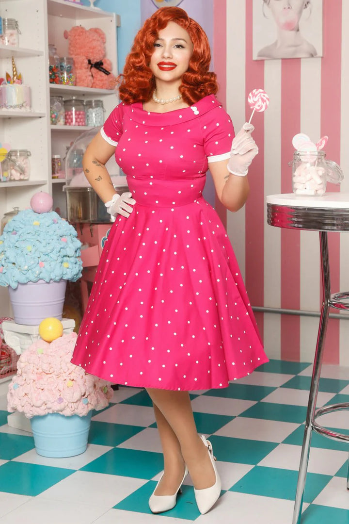 Darlene Pink Polka Dress