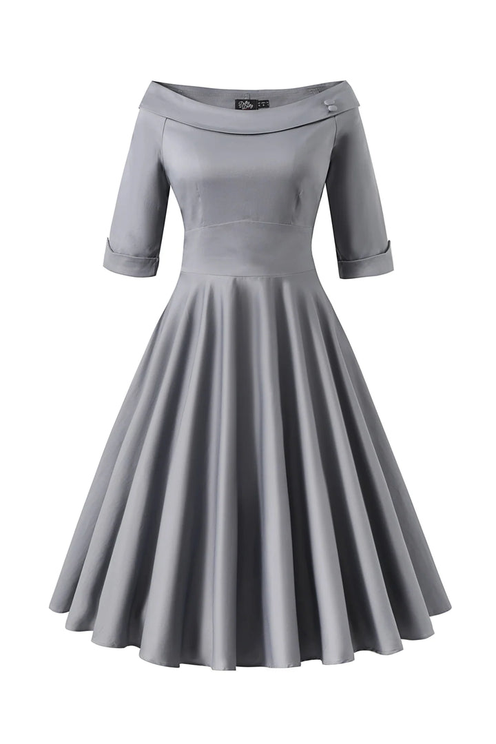 PREORDER - Deborah Grey Sleeve Circle Dress - Expected dispatch 5th of November