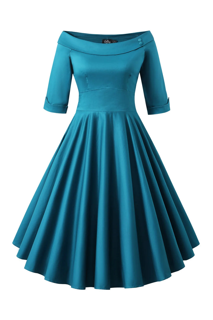 PREORDER - Deborah Peacock Blue Sleeve Circle Dress - Expected dispatch 5th of November