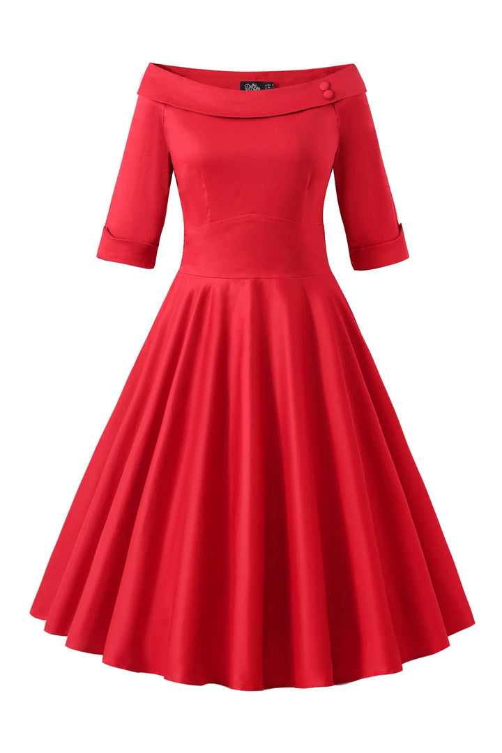 PREORDER - Deborah Red Sleeve Circle Dress - Expected dispatch 5th of November