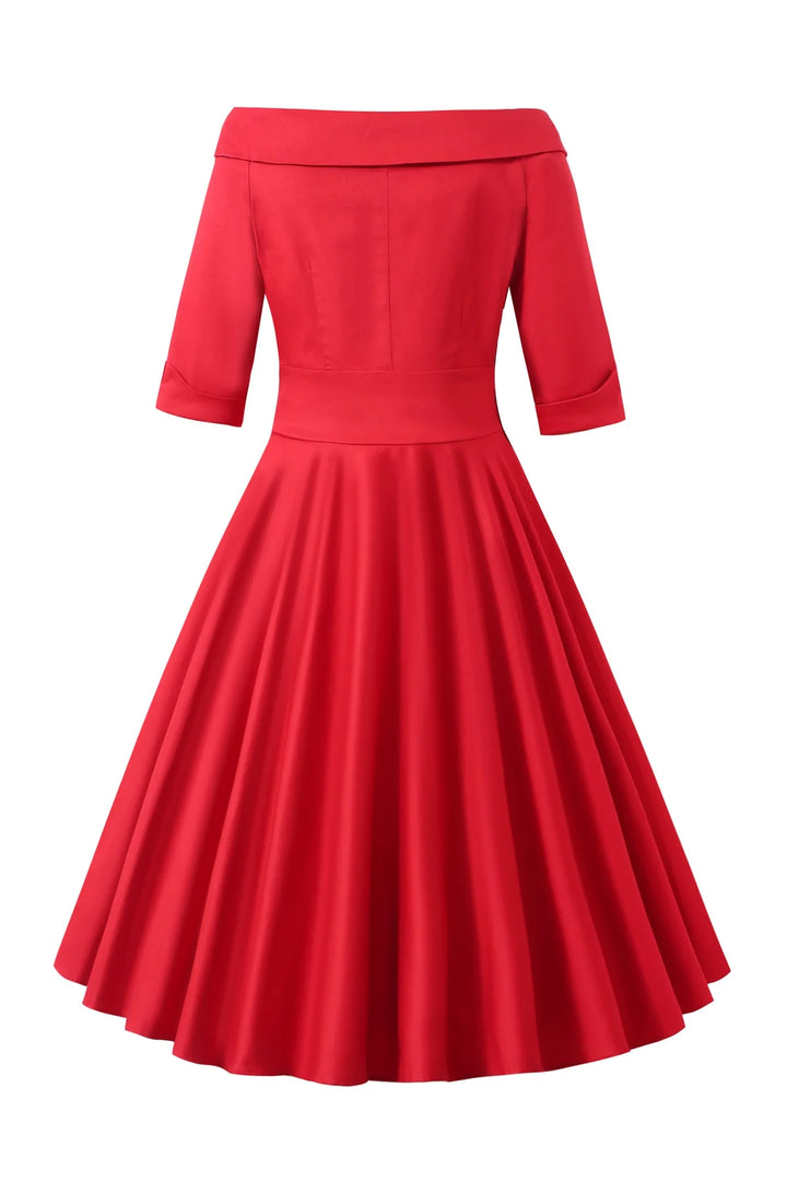 PREORDER - Deborah Red Sleeve Circle Dress - Expected dispatch 5th of November