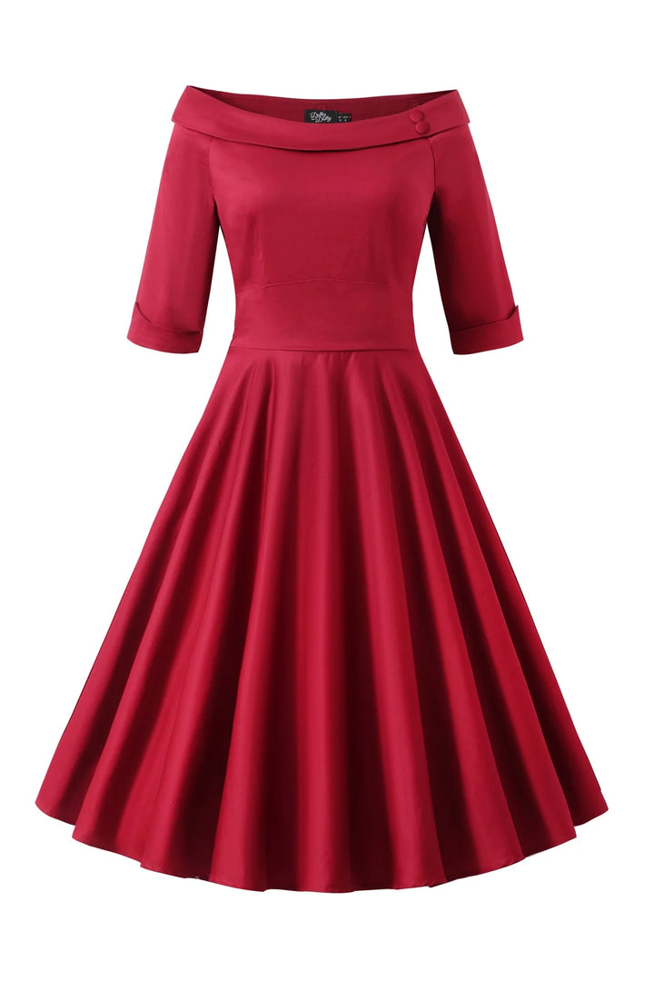 PREORDER - Deborah Wine Red Sleeve Circle Dress - Expected dispatch 5th of November