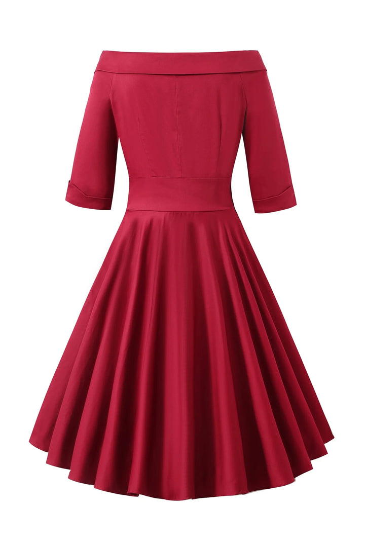 PREORDER - Deborah Wine Red Sleeve Circle Dress - Expected dispatch 5th of November