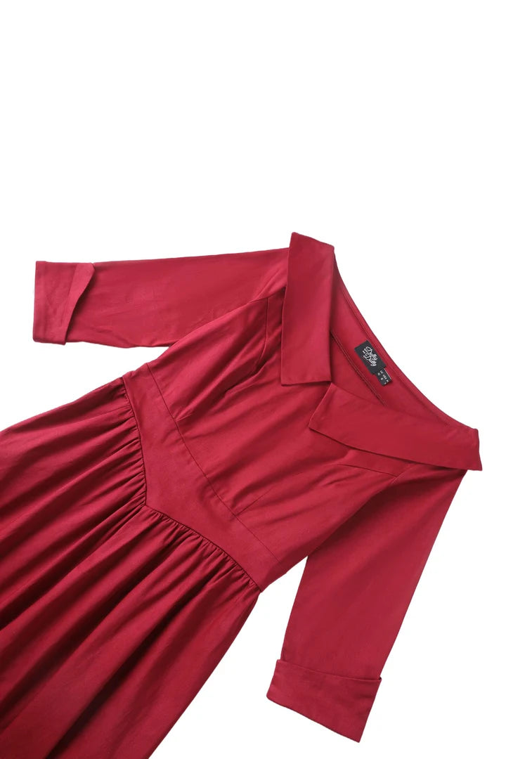 PREORDER - Ruth Burgundy Swing Dress - Expected dispatch date 27th of October