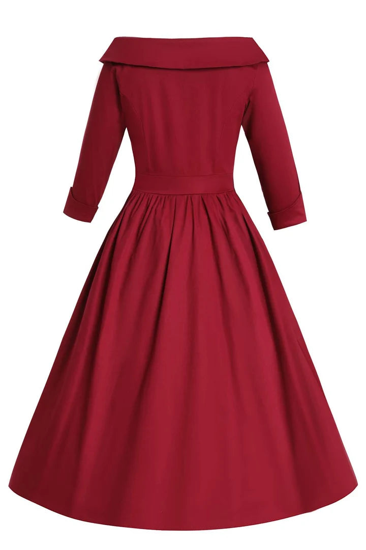 PREORDER - Ruth Burgundy Swing Dress - Expected dispatch date 27th of October