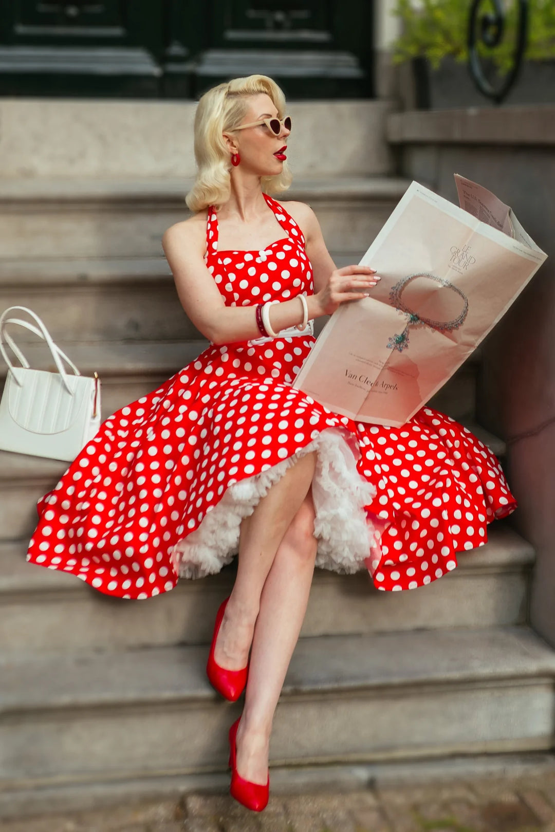 Daisy Red Halter Dress