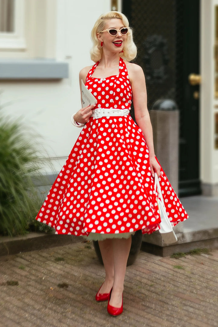 Daisy Red Halter Dress