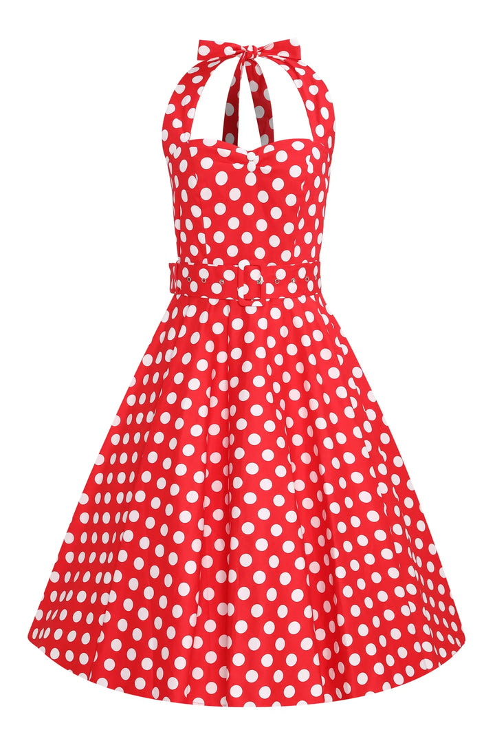 Daisy Red Halter Dress