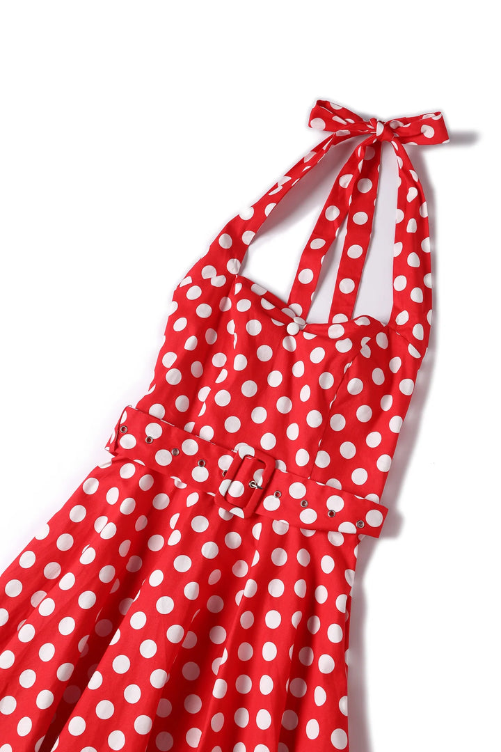 Daisy Red Halter Dress