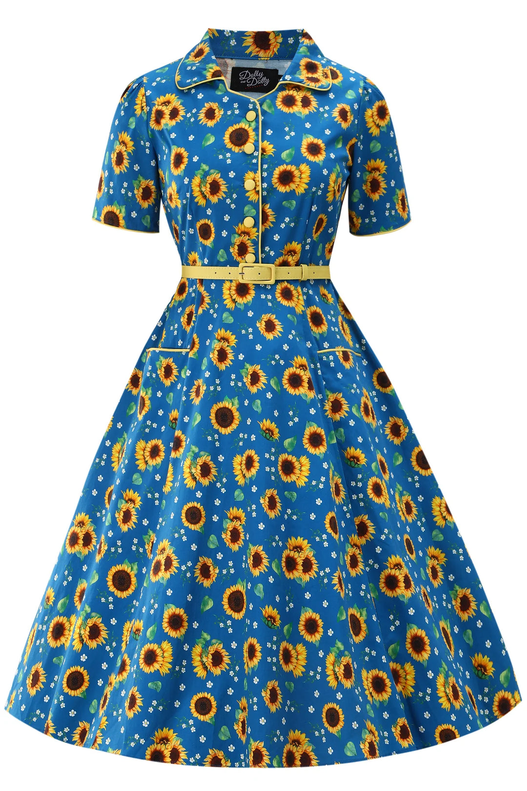 PREORDER - Penelope Blue Sunflower Dress - Expected dispatch date 10th of September