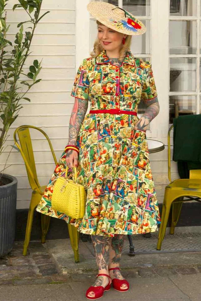 PREORDER - Penelope Rockabilly Comic Shirt Dress - Expected dispatch 10th of November