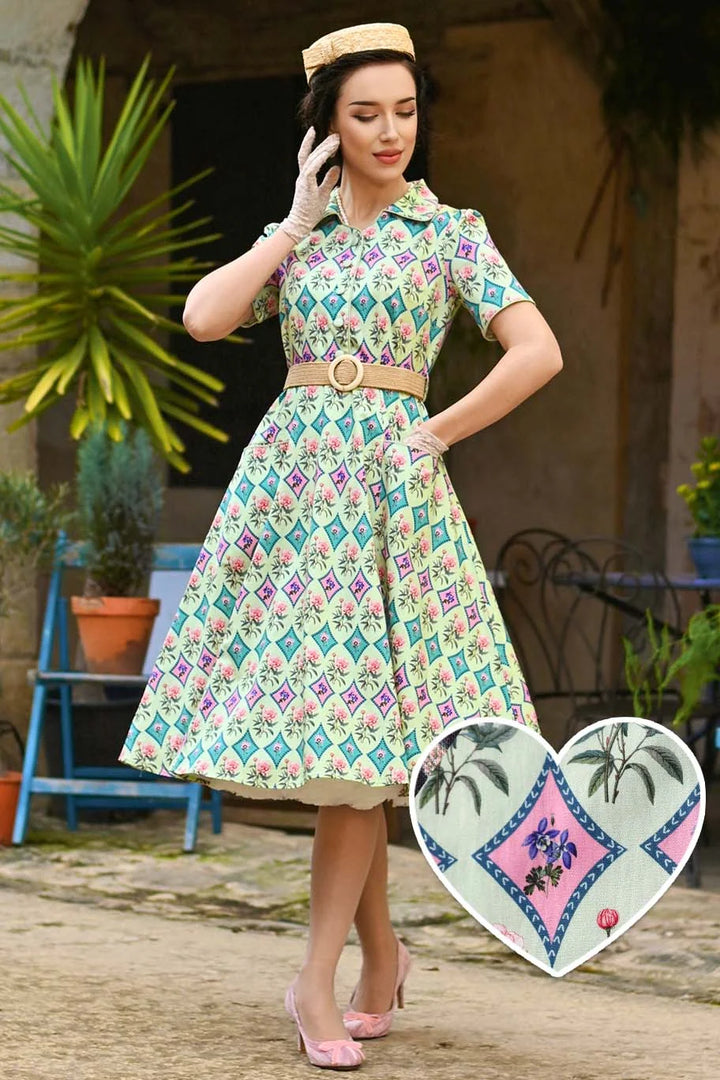 PREORDER - Penelope Quartrefoil Mint Shirt Dress - Expected dispatch 10th of November