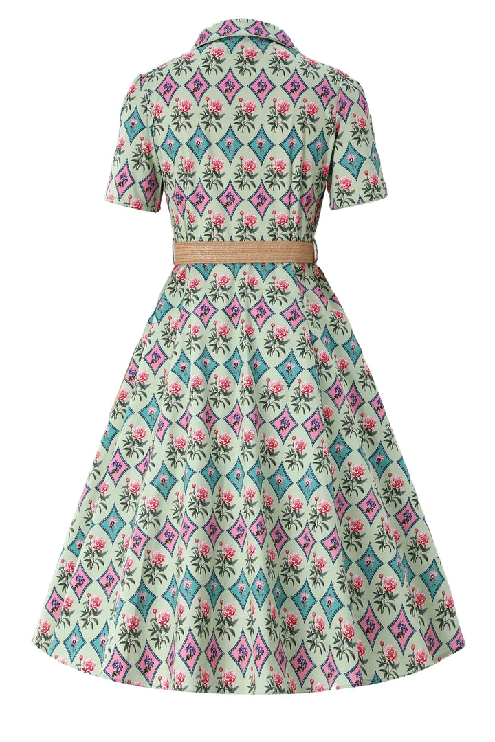 PREORDER - Penelope Quartrefoil Mint Shirt Dress - Expected dispatch 10th of November