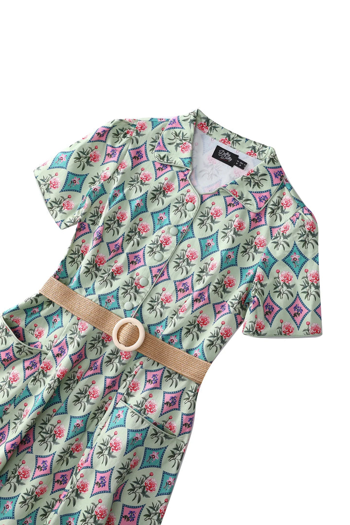 PREORDER - Penelope Quartrefoil Mint Shirt Dress - Expected dispatch 10th of November
