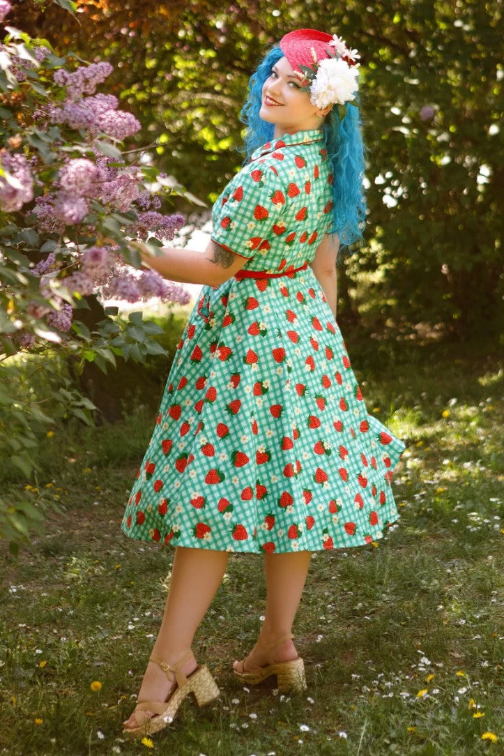 PREORDER - Penelope Strawberry Gingham Shirt Dress - Expected dispatch 10th of November
