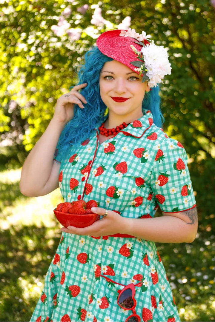 PREORDER - Penelope Strawberry Gingham Shirt Dress - Expected dispatch 10th of November