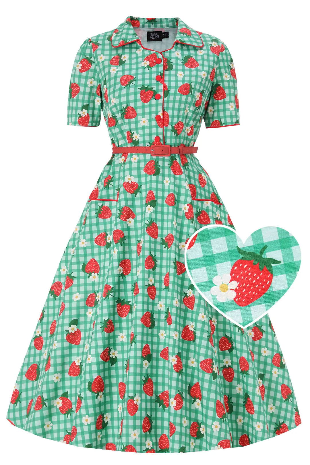PREORDER - Penelope Strawberry Gingham Shirt Dress - Expected dispatch 10th of November