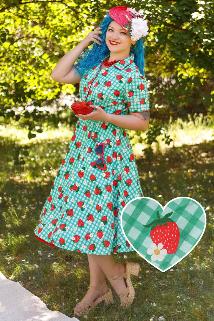 PREORDER - Penelope Strawberry Gingham Shirt Dress - Expected dispatch 10th of November