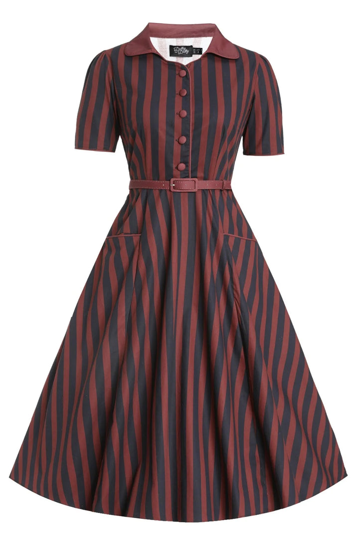PREORDER - Penelope Burgundy and Navy Shirt Dress - Expected dispatch 10th of November