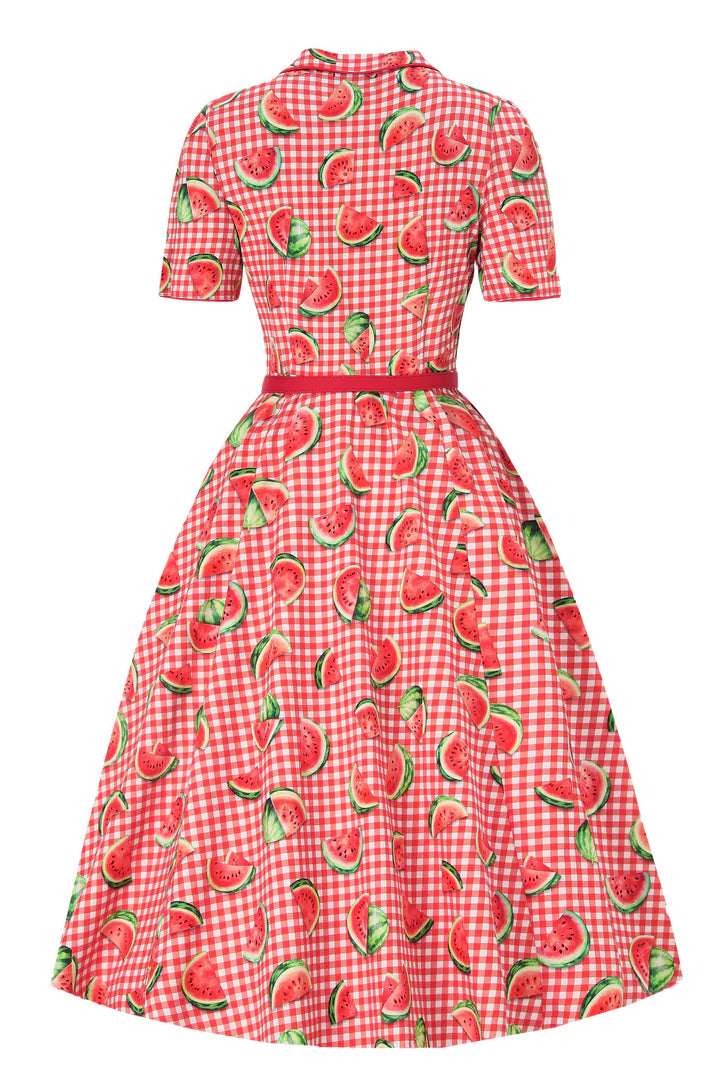 Mabel Watermelon Gingham Shirt Dress