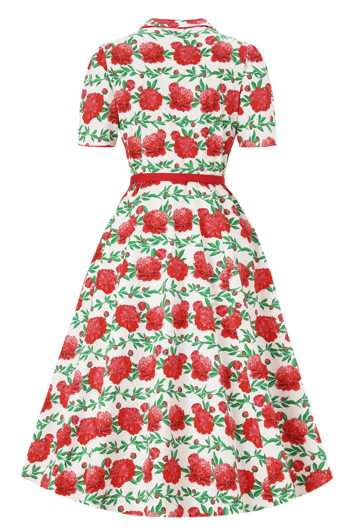 Mabel White Rose Shirt Dress