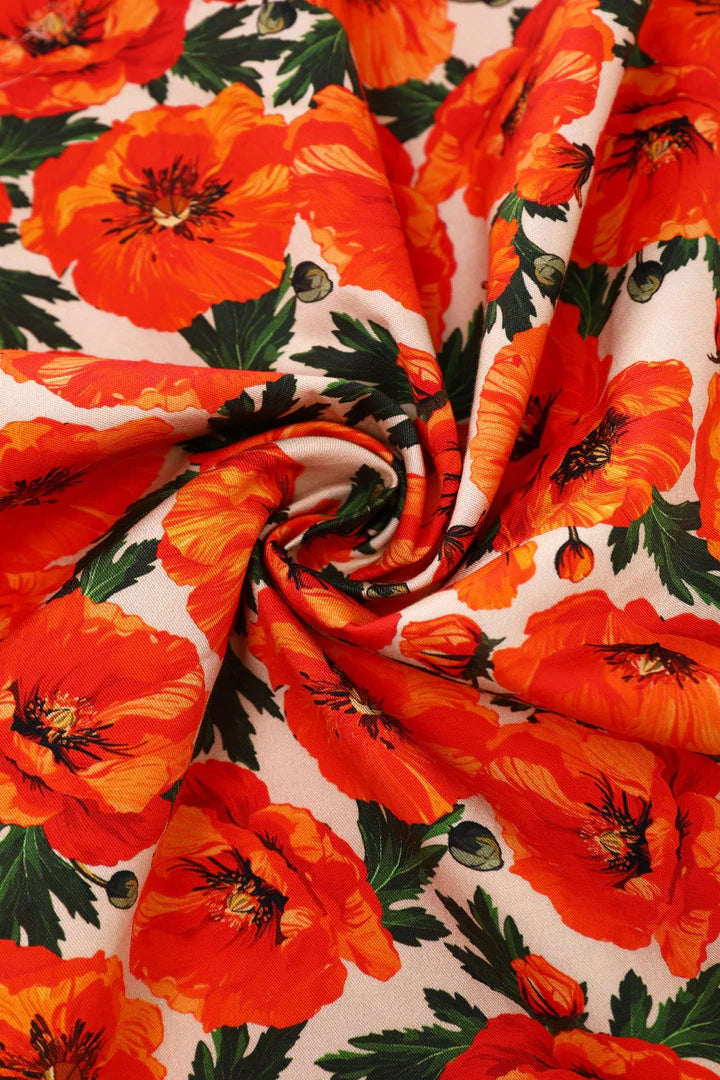 PREORDER - Mollie Orange Poppy Shirt Dress - Expected dispatch 1st September