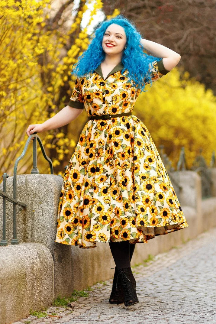 PREORDER - Mollie Sunflower Shirt Dress - Expected dispatch 1st of September