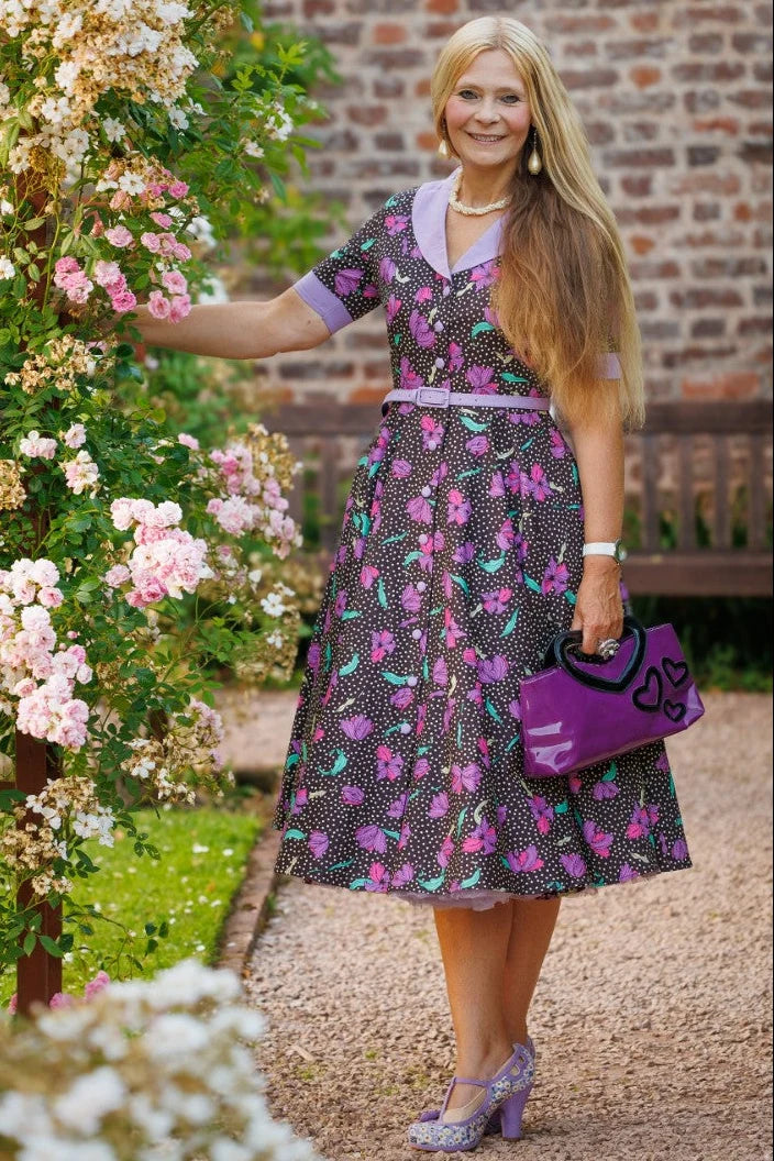 PREORDER - Mollie Purple Floral Shirt Dress - Expected dispatch 1st September