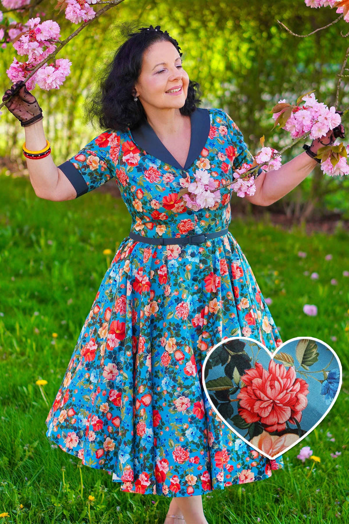 PREORDER - Mollie Blue Floral Shirt Dress - Expected dispatch 1st of September