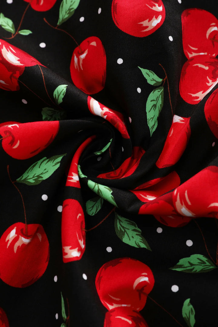 PREORDER - Mollie Black Red Cherry Shirt Dress - Expected dispatch 1st of July