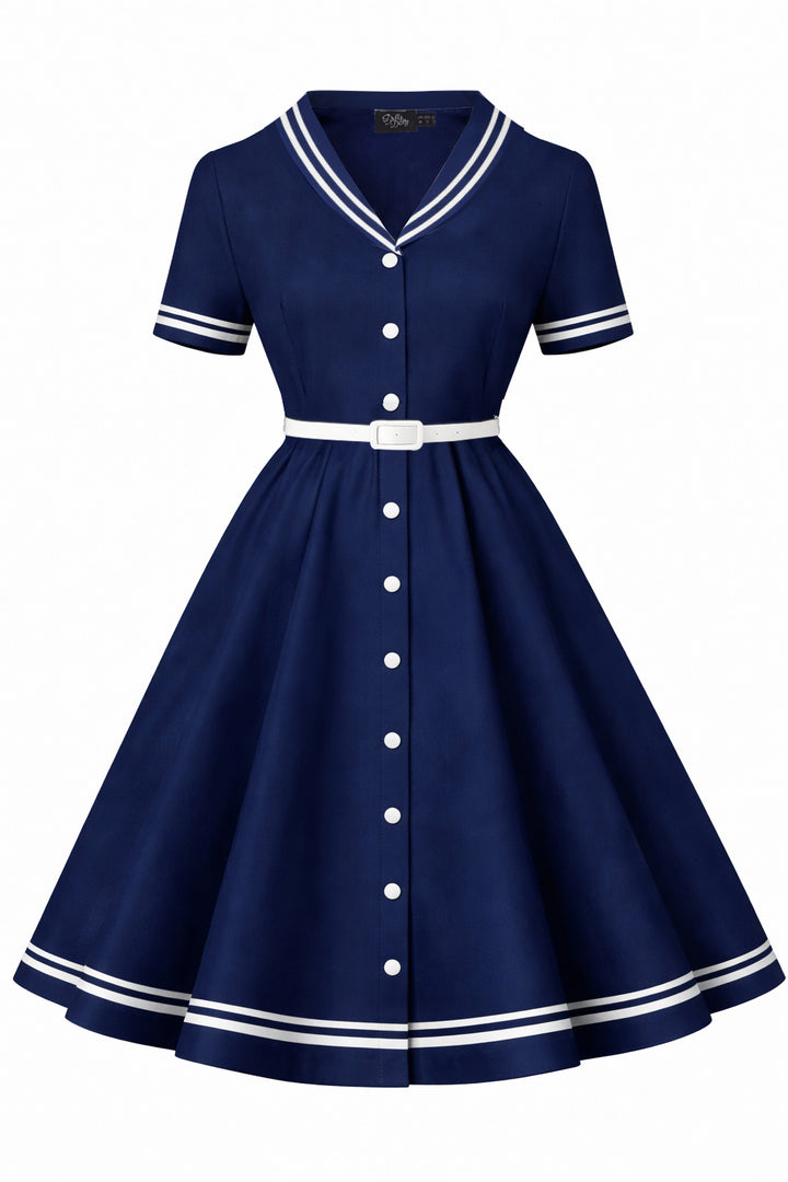 PREORDER - Mollie Navy Nautical Shirt Dress - Expected dispatch 2nd of June