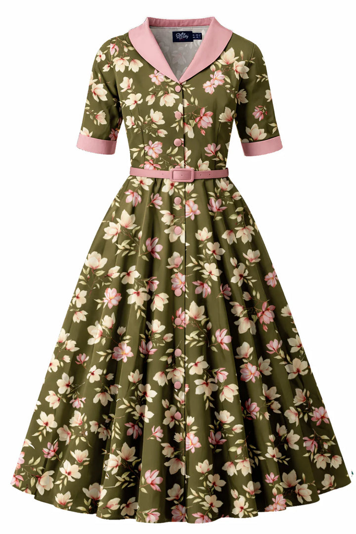 PREORDER - Mollie Green Magnolia Shirt Dress - Expected dispatch 1st of July