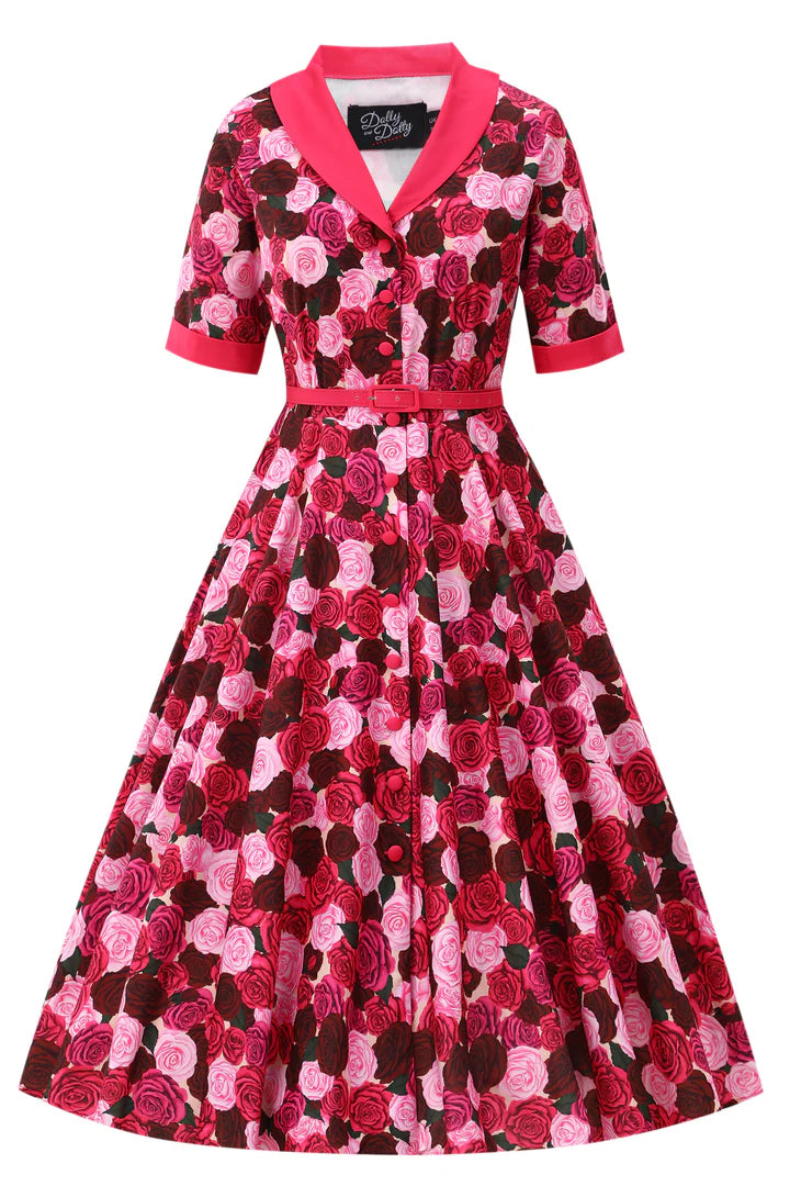 PREORDER - Mollie Pink Rose Garden Shirt Dress - Expected dispatch 24th of June