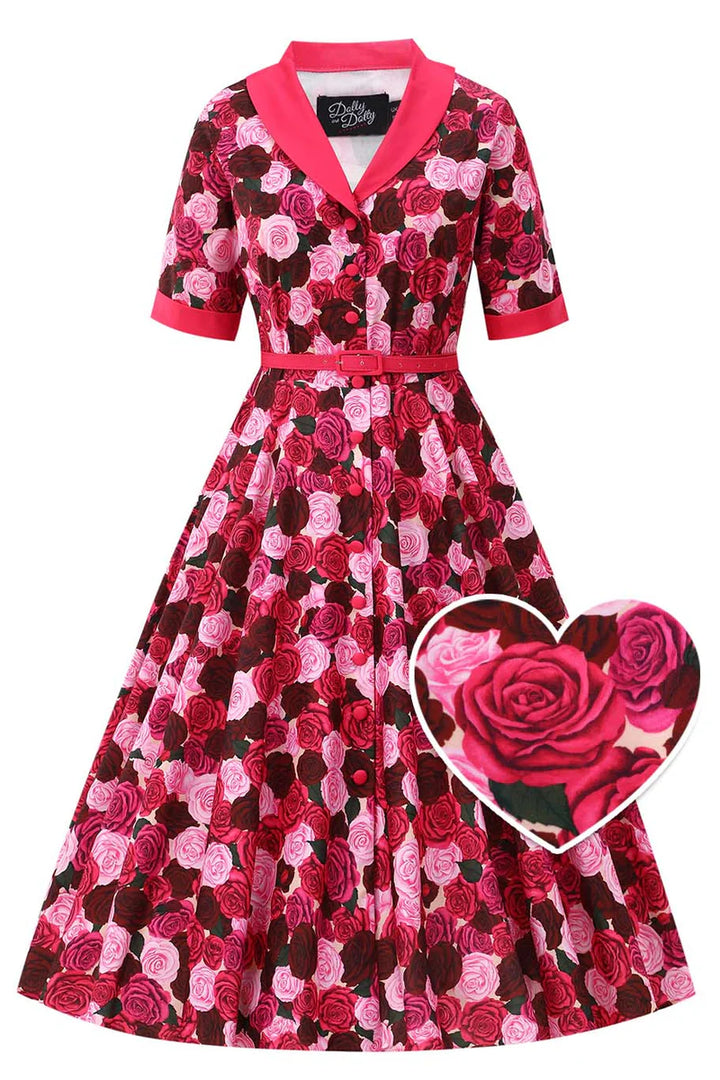 PREORDER - Mollie Pink Rose Garden Shirt Dress - Expected dispatch 24th of June