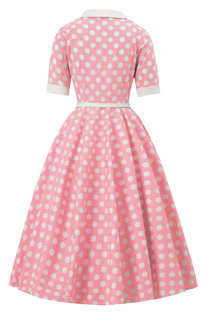 PREORDER - Mollie Light Pink Polka Dot Shirt Dress - Expected dispatch 3rd of June