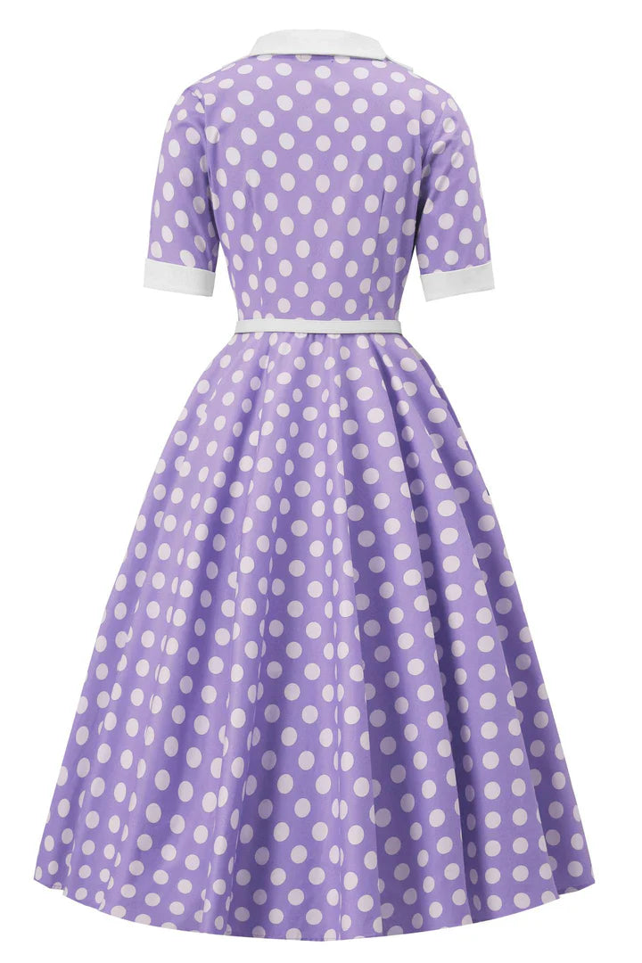 PREORDER - Mollie Lilac Polka Shirt Dress - Expected dispatch 24th of June