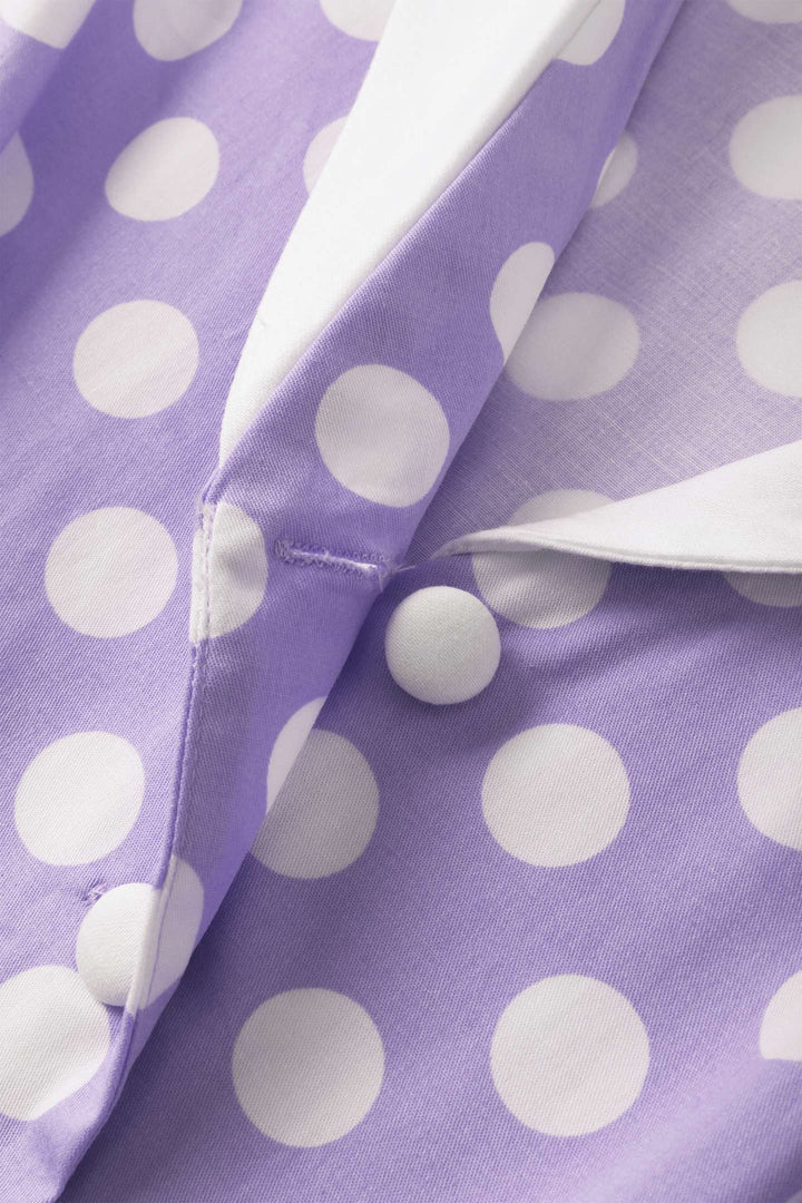 PREORDER - Mollie Lilac Polka Shirt Dress - Expected dispatch 24th of June