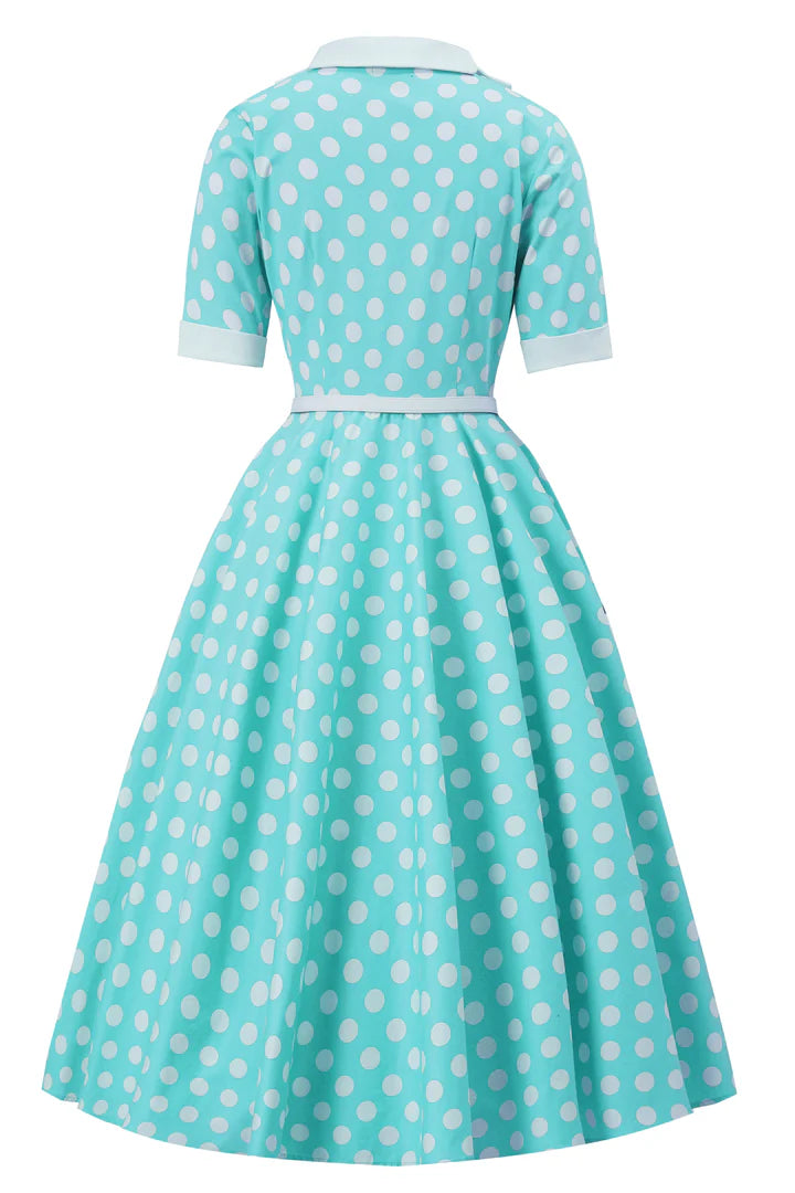 PREORDER - Mollie Mint Green Polka Dot Shirt Dress - Expected dispatch 3rd of June
