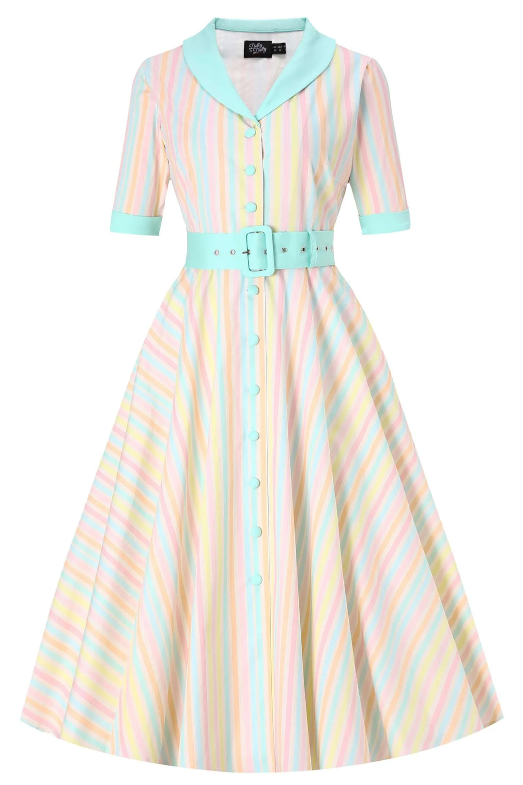PREORDER - Mollie Pastel Mint Stripe Shirt Dress - Expected dispatch 1st of September