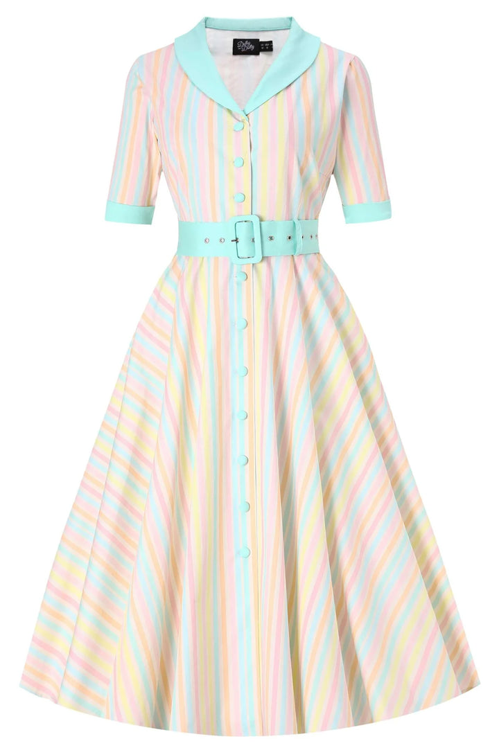 PREORDER - Mollie Pastel Mint Stripe Shirt Dress - Expected dispatch 1st of September