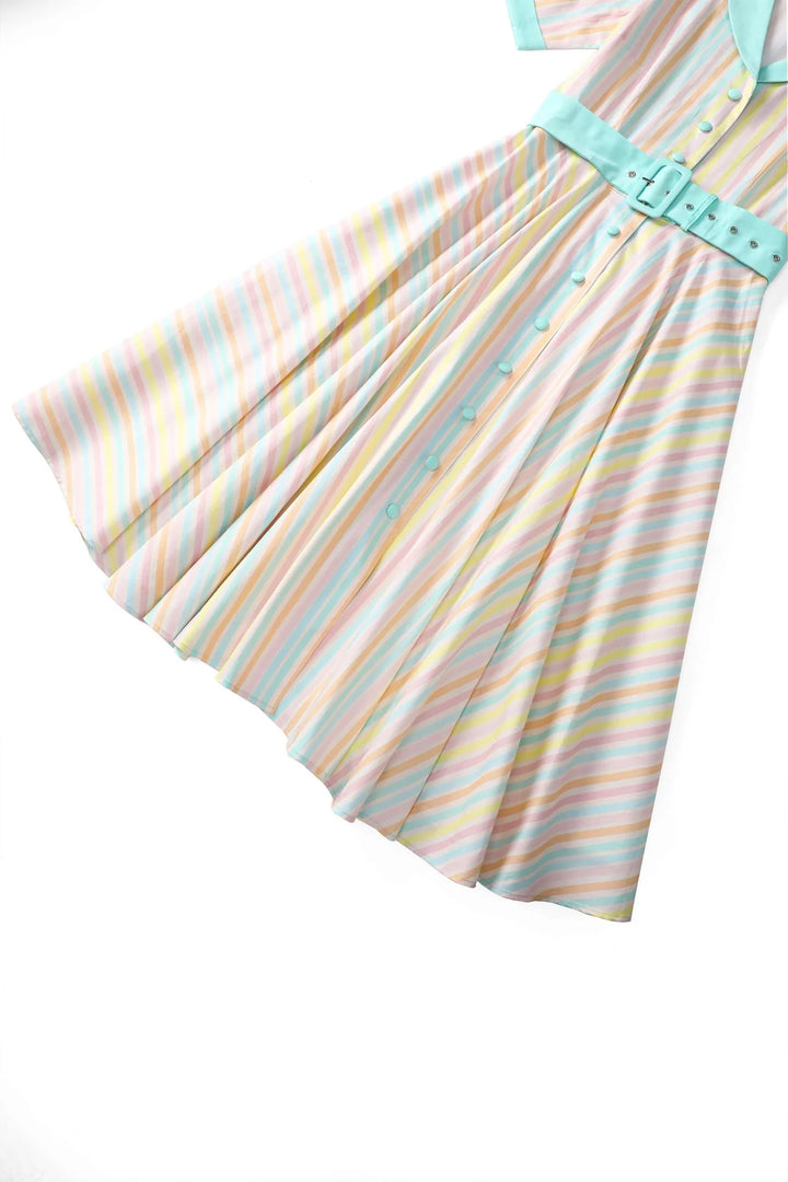 PREORDER - Mollie Pastel Mint Stripe Shirt Dress - Expected dispatch 1st of September