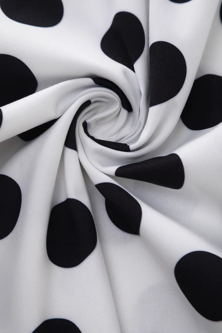 PREORDER - Mollie White and Black Polka Shirt Dress - Expected dispatch 1st of September