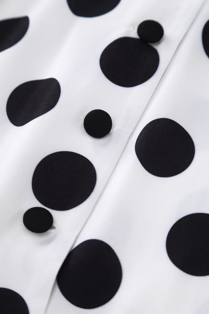 PREORDER - Mollie White and Black Polka Shirt Dress - Expected dispatch 1st of September